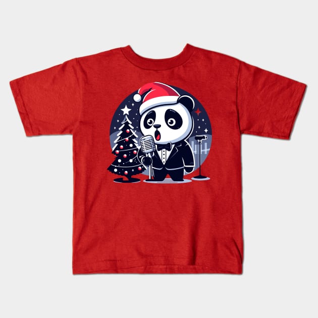 Giant Panda Singing Christmas Kids T-Shirt by Graceful Designs